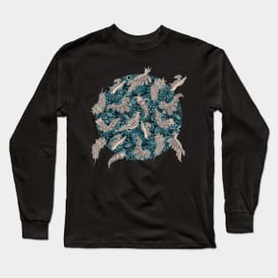 Ernst Haeckel Blue Hued Nudibranch on Cerulean Sea Squirts Long Sleeve T-Shirt